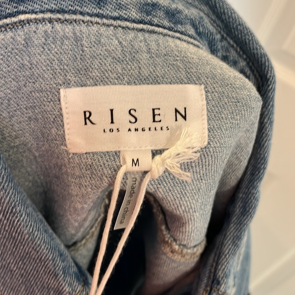 RISEN LOS ANGELES PEARL SNAP FRONT SHIRRING  LONG SLEEVE DENIM BLUE SHIRT SM MED - Picture 11 of 14